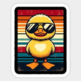 Cool Retro Yellow Duck in Sunglasses 70s 80s 90s Funny Duck Sticker